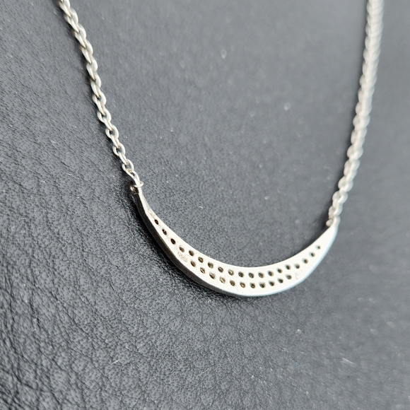 Sterling Pave Crescent Necklace - Picture 6 of 10